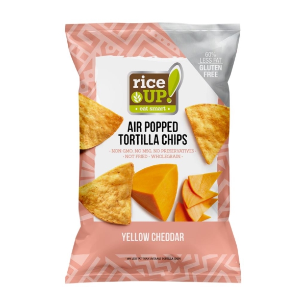 Rice Up Popped Tortilla chips Yellow Cheddar 60 gr x 24 st