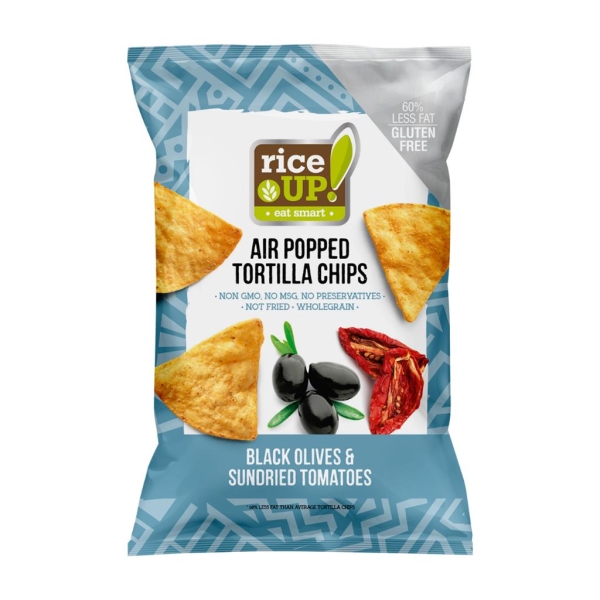 Rice Up Popped Tortilla chips Black Olives & Sundried Tomatoes 60 gr x 24 st