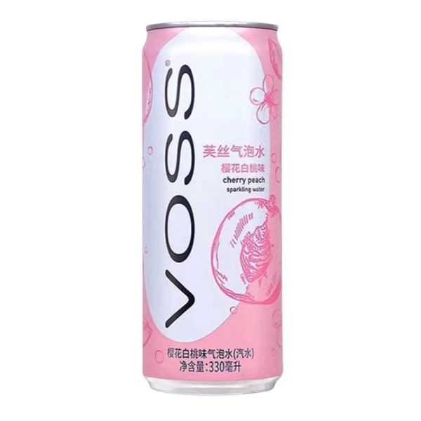 Voss Sakura Cherry Peach Sparkling Water can 330 ml x 12 st