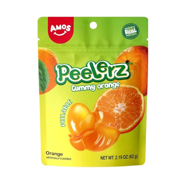 Amos Peelerz Gummy Candy - Orange 65 gr x 24 pc